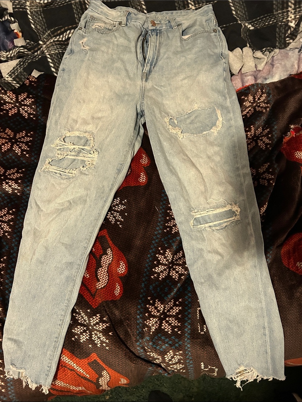 American Eagle Outfitters Light Blue Distressed Boyfriend Jeans